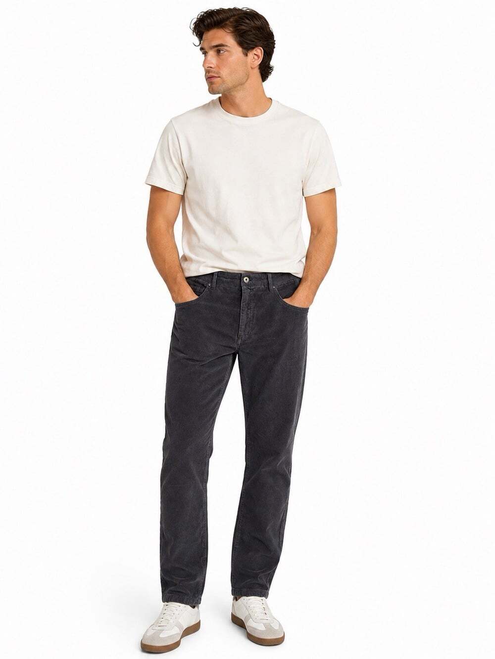 Patrick James Mens Gray Corduroy Pants 36x34 Stretch 5 Pocket Straight